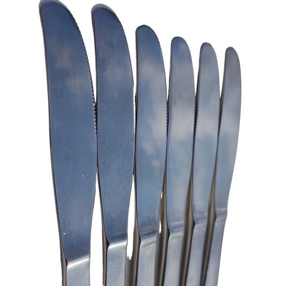 6 Gense Facette Pattern Stainless Knives Sweden Dinner Knife Light Serration 8" - Picture 5 of 11